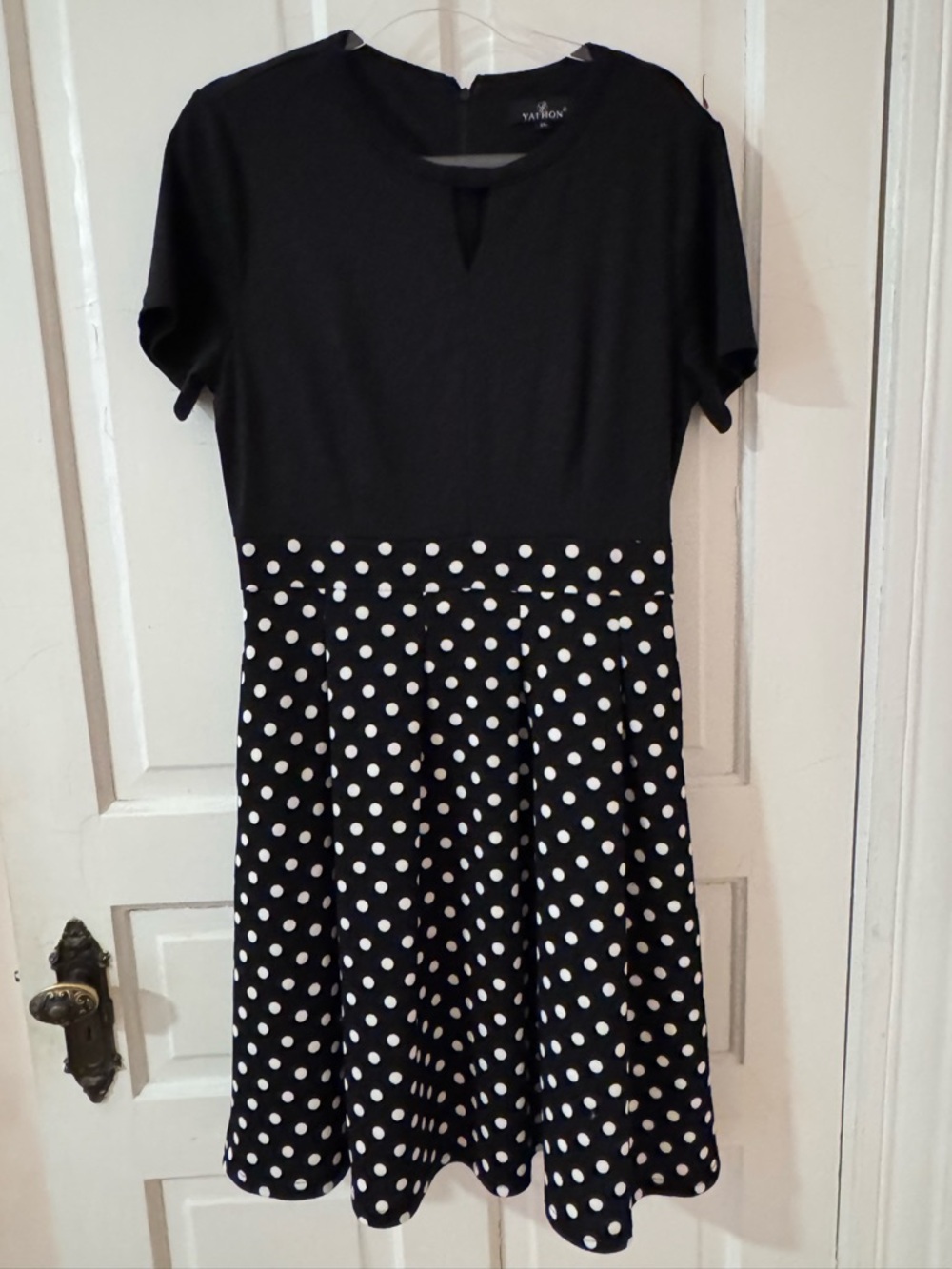 Vaitron Black & White Polka Dot Midi Dress